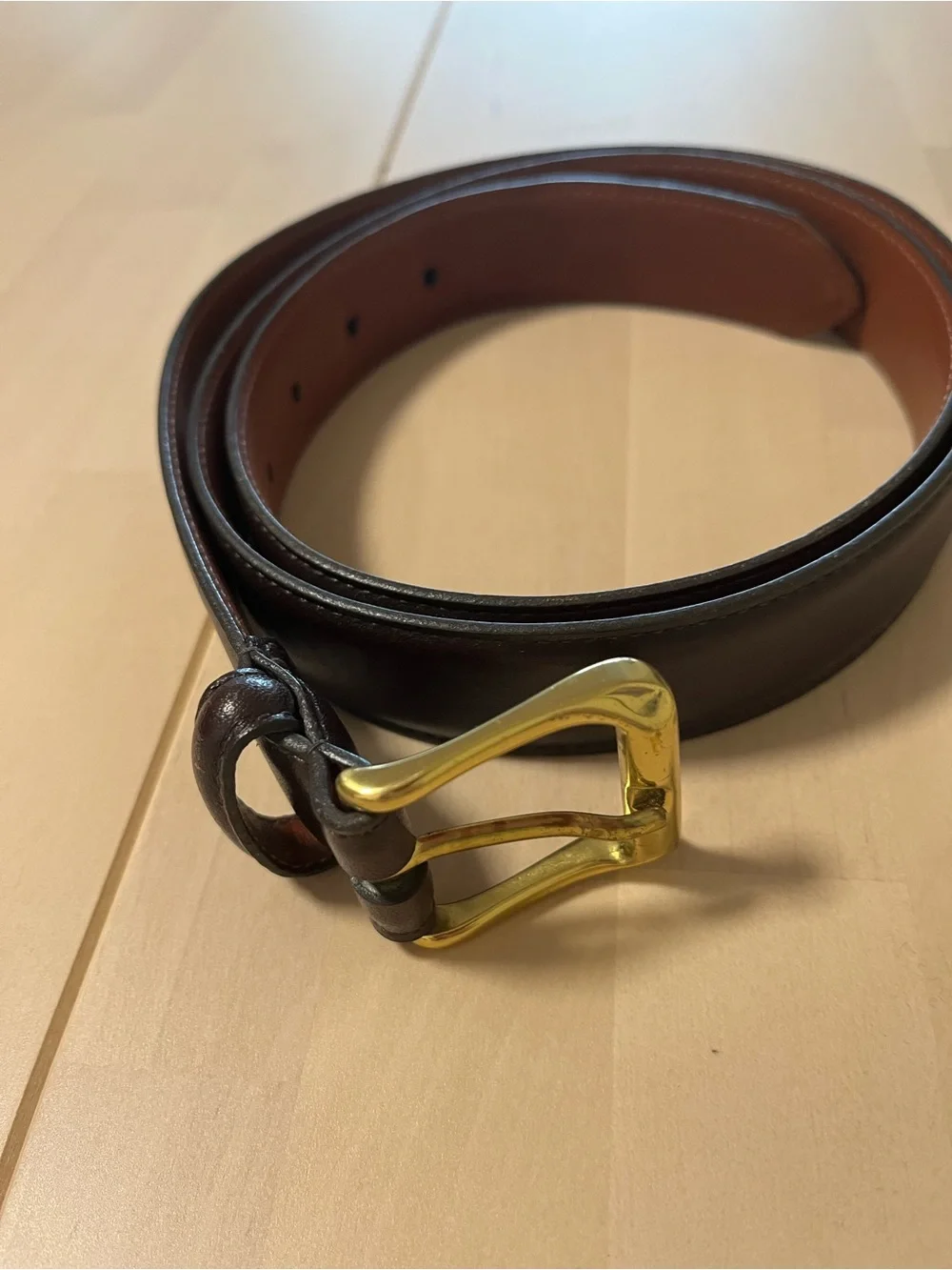 Coach Men's Dark Brown Leather Belt with Brass Buckle Sz40 Burnished Cowhide